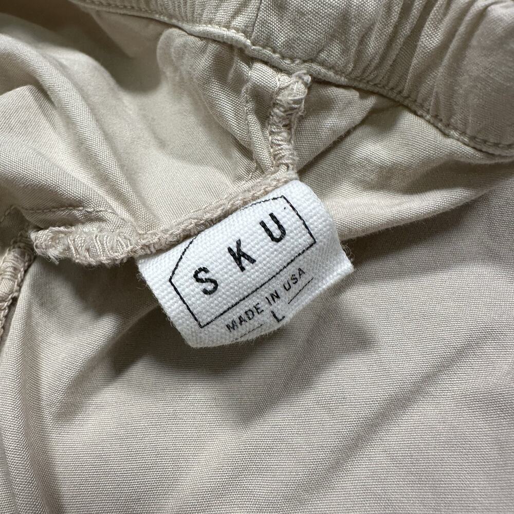 SKU Save Khaki United Pants Men L Beige Woven Cotton USA Made Lightweight Lounge - Picture 10 of 13